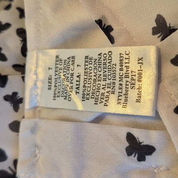 Blueberi Boulevard girls size 7 black & white butterfly dress, flowy, lined EUC - Picture 6 of 7